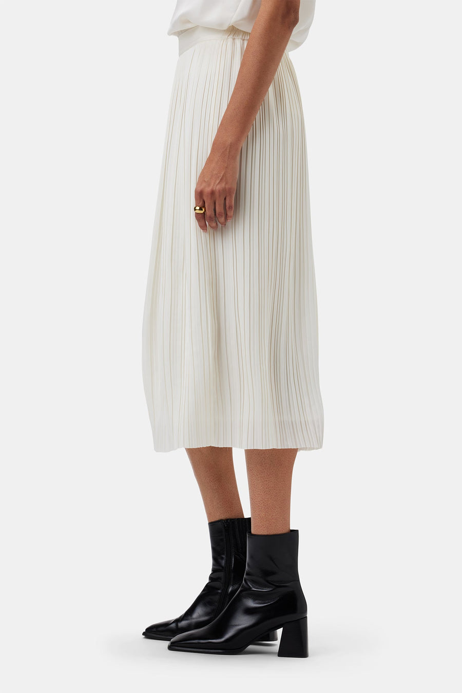 Blaze Pleated Recycled Sateen Skirt - Ivory