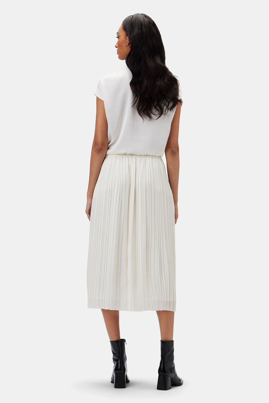 Blaze Pleated Recycled Sateen Skirt - Ivory