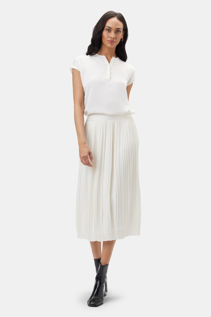 Blaze Pleated Recycled Sateen Skirt - Ivory